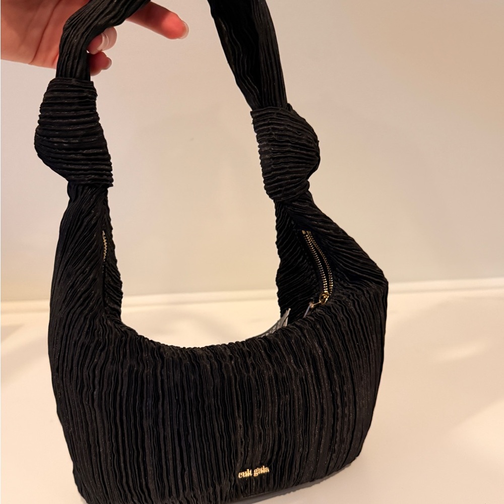 Cult Gaia Mina Knotted Satin Pleated Shoulder Bag NWT Net-A-Porter - Picture 3 of 9
